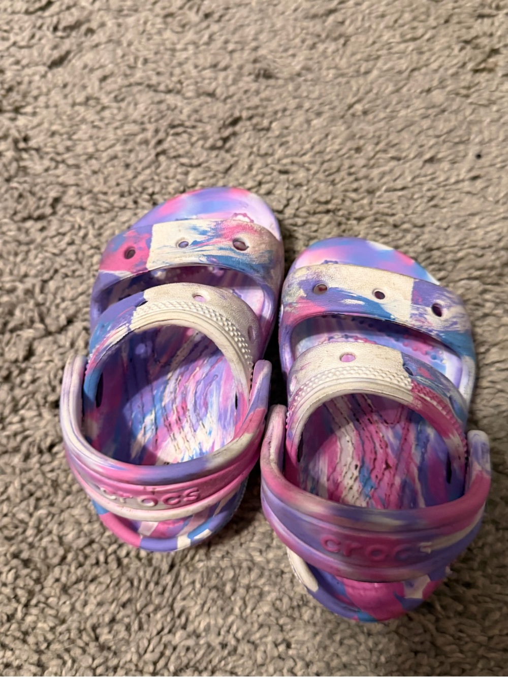 CROCS Kids' Tie-Dye Water Clogs in Pink, Purple & Blue